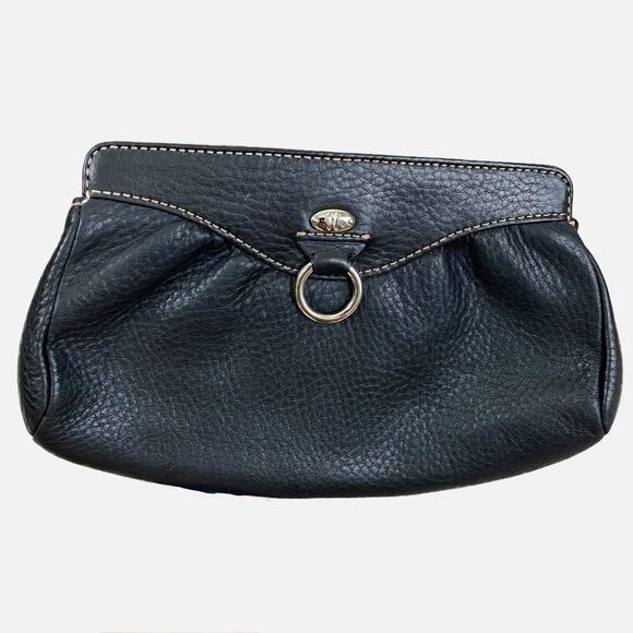 Cole Haan Handbags - Cole Haan Vintage Genuine Pebbled Leather Clutch Black Classic Minimalist Bag